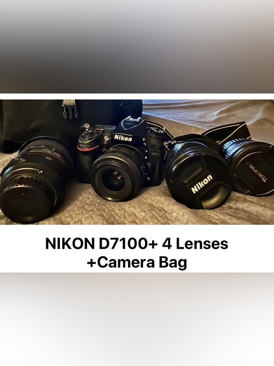 Nikon Other - Nikon Black DSLR Camera Body with Three Black Interchangeable Lenses